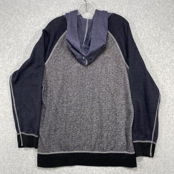 Morse Code Shirt Mens Extra Large Blue Gray Raglan Long Sleeve Hoodie‎ Pocket XL - Picture 6 of 11